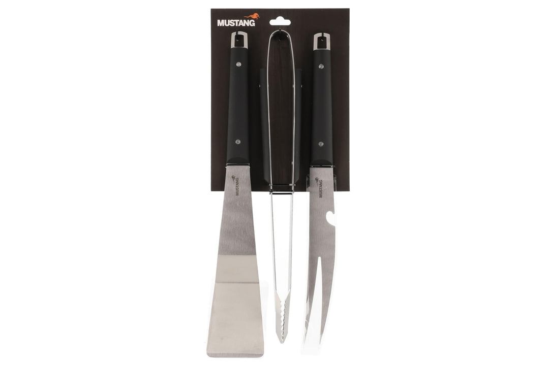 Mustang Profi Grillbesteck 3-TLG. | Grillzange | Grillwender | Grillgabel