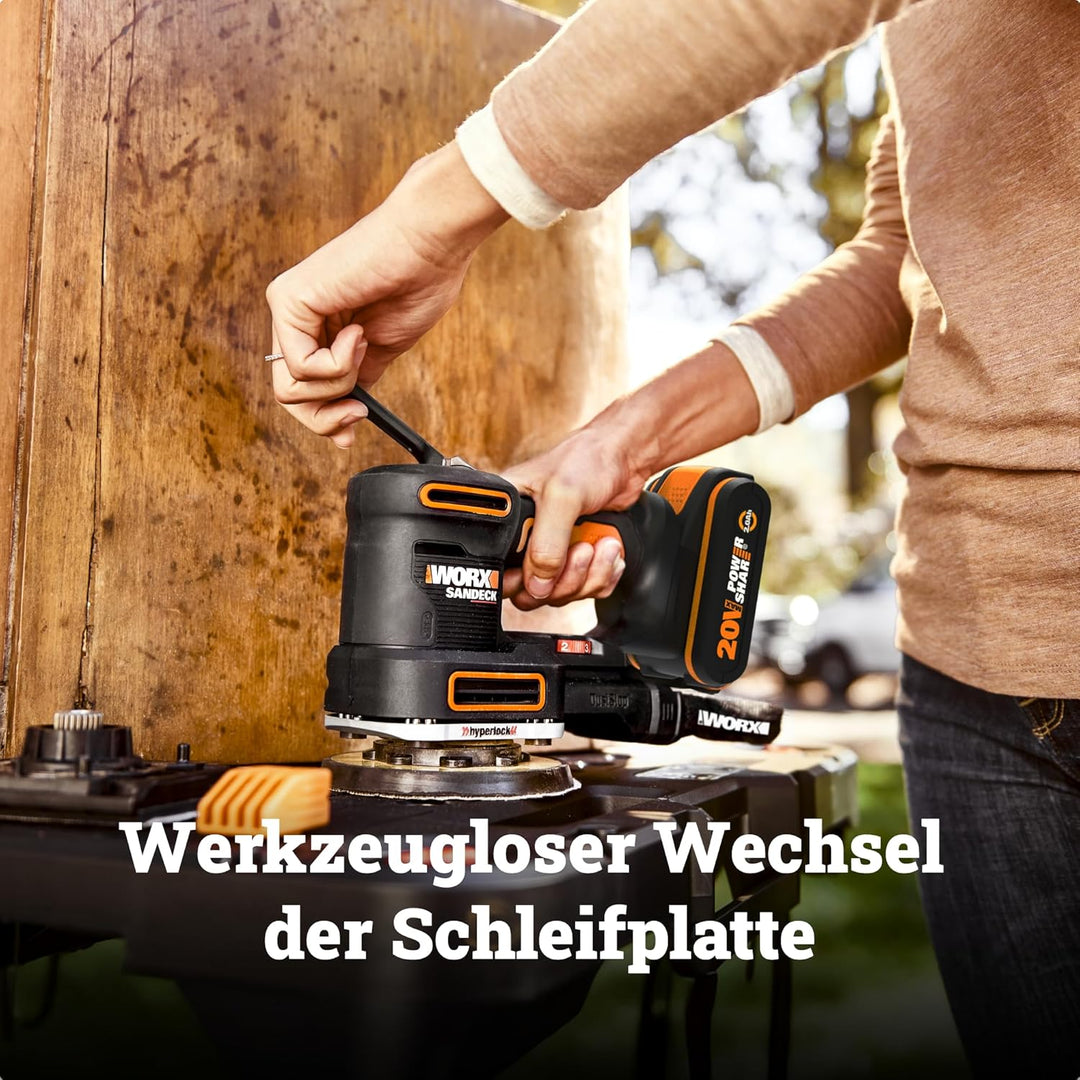WORX 18V(20V MAX) Akku Multischleifer 5-in-1 Schleifmaschine Schlichtschleifer Schwingschleifer Deta