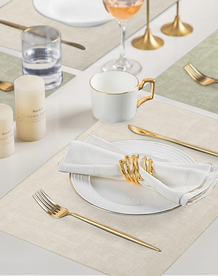SUEH DESIGN Leder Tischsets 6er Set Tischsets Abwaschbar Lederoptik Platzdeckchen Hitzebeständiges P