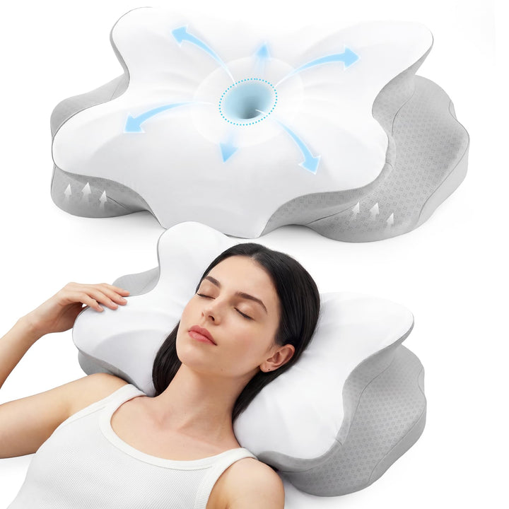 Ergonomisches Nackenkissen, 2-Höhen Memory Foam Hellgrau Standard, Hellgrau Standard