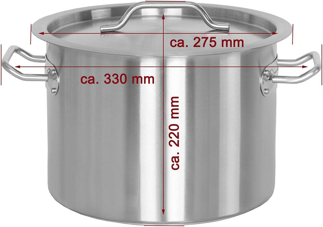 Beeketal 'BKT-9' Gastronomie Kochtopf ca. 8,5 Liter aus Edelstahl mit starken Griffen und Deckel, To