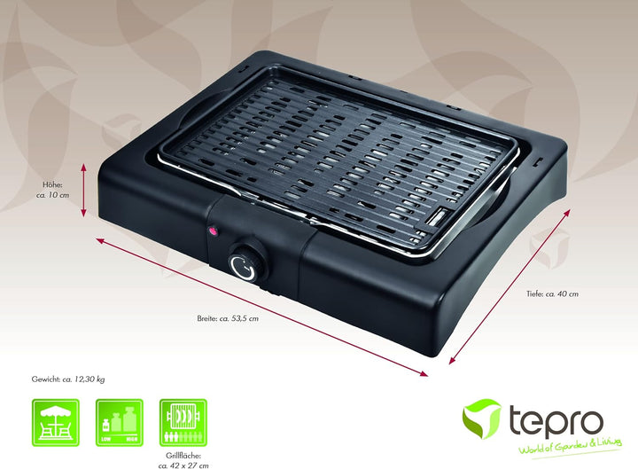 tepro Elektrogrill Victorville (2022), Grillplatte 42 x 27 cm