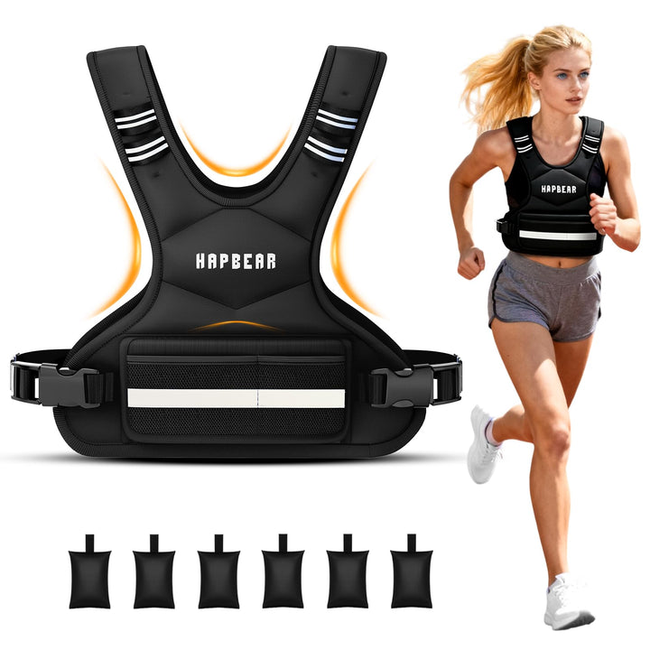 HAPBEAR Verstellbare Gewichtsweste Für Herren &amp; Frauen – Weighted Vest 1,8–4,5 KG Mit 6 Eisensand-Ge