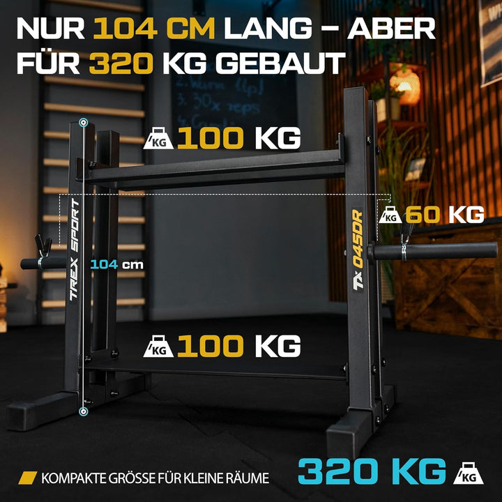 TREX SPORT Hantelablage Gewichteständer bis 320 kg, rutschfest TX-045DR | Stahl Hantelständer für Ha