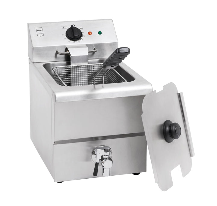 METRO Professional Elektrische Fritteuse GDF5008, 8 L, mit Ablasshahn und Deckel, abnehmbares Bedien