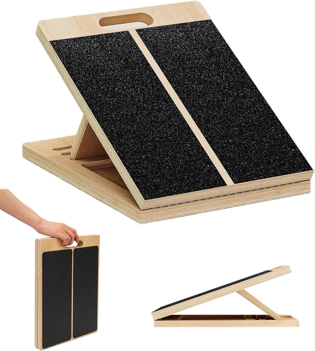 5-stufige Verstellung Wadendehner Schrägbrett, Holz Verstellbar Slant Board mit 20°–45° Winkeln ruts