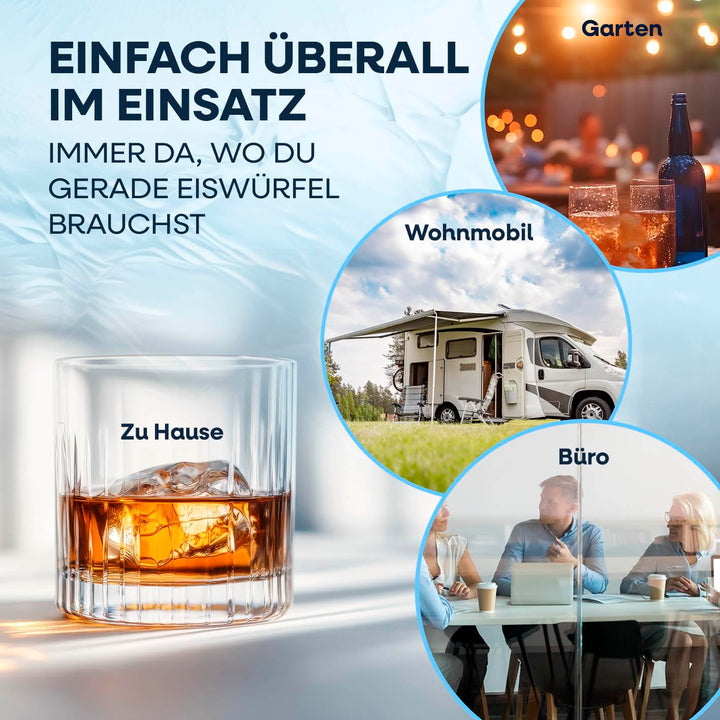 GOURMETmaxx Eiswürfelbereiter 150 Watt für Camping &amp; Co. – kein Wasseranschluss nötig | Eiswürfelmas