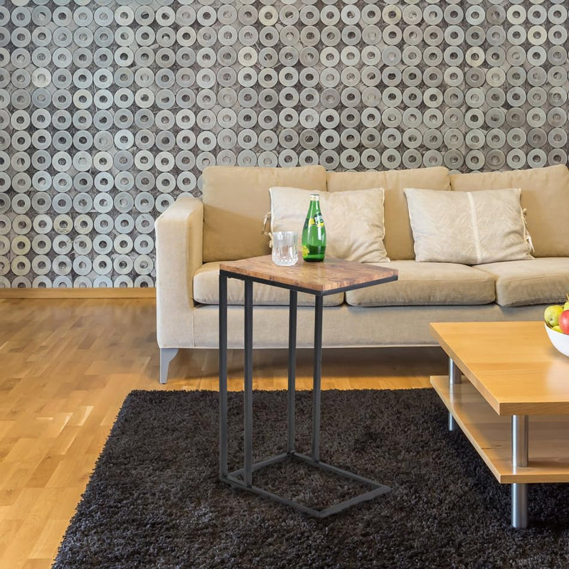 Casaria Beistelltisch Sofatisch mit Rollen Kaffeetisch Wohnzimmer Bettisch Industrie-Design Holz Met