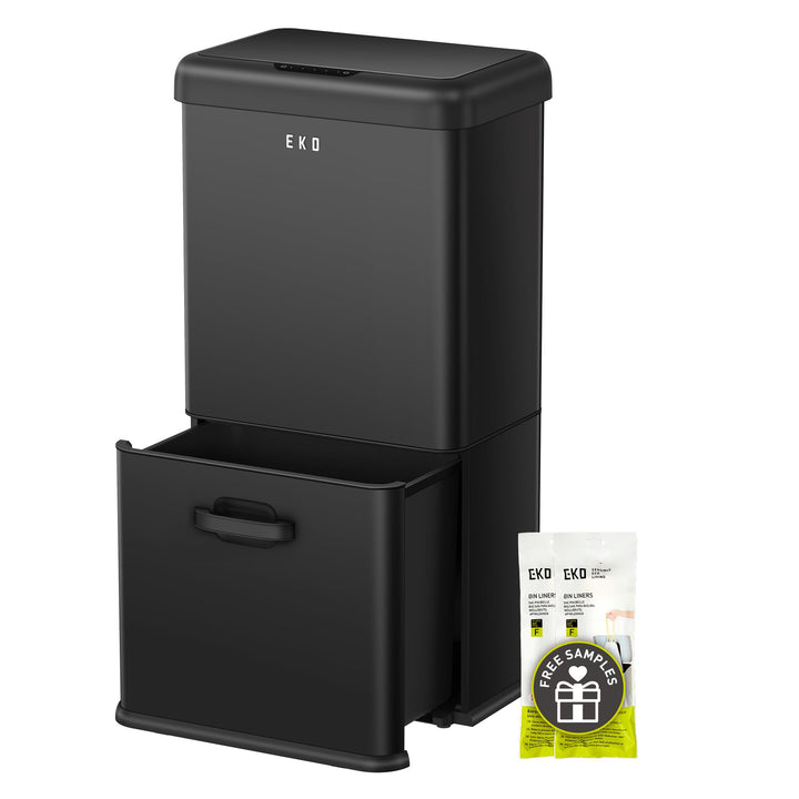 EKO Vintage 50L Mülleimer Sensor, Mülleimer 2 Fächer 32L + 18L, Edelstahl Küchenabfalleimer, Berühru