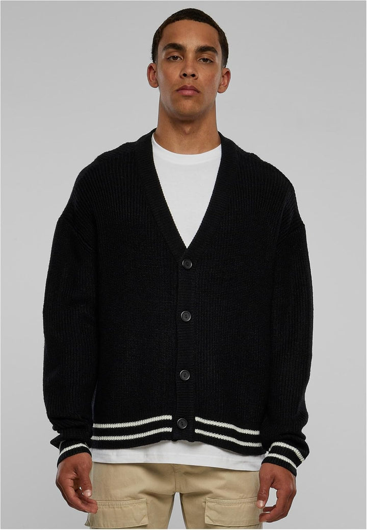 Urban Classics Herren Sporty Boxy Cardigan M Schwarz, M Schwarz