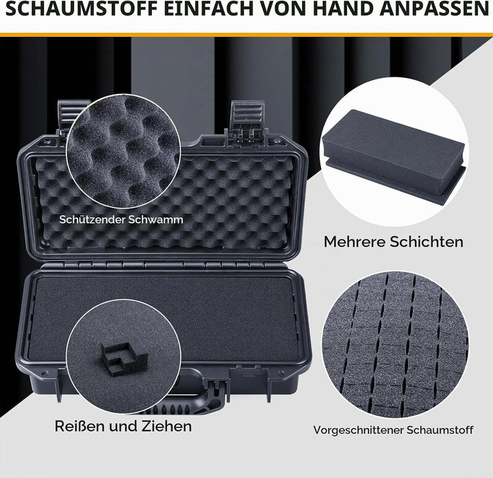 Lykus HC-3011 Wasserdicht Koffer mit anpassbarem Schaumstoff, Innengrösse 31x13,9x8,9 cm, geeignet f