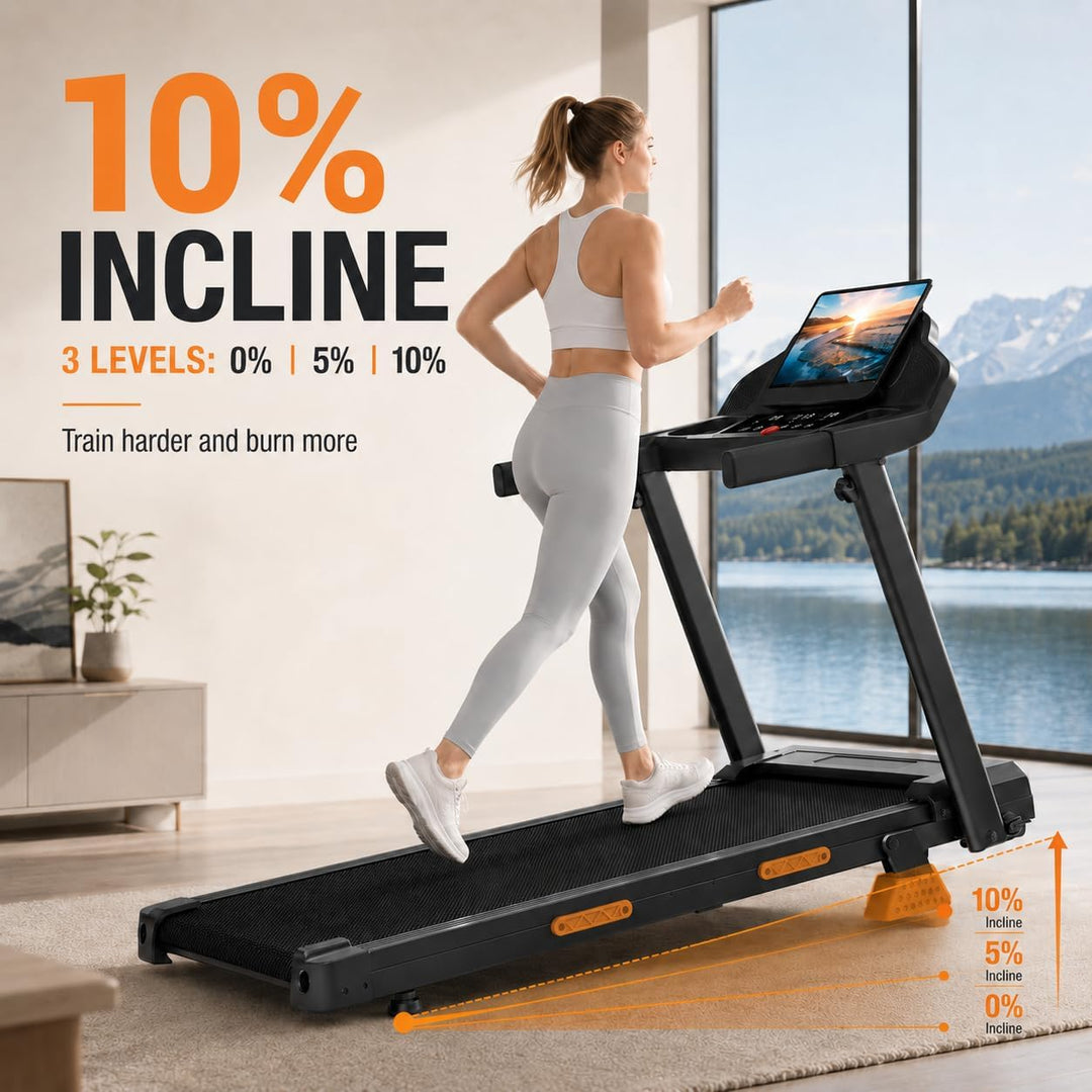 Laufband für Zuhause mit Steigung 15%-18% Auto | Laufbänder 12KM/H, Treadmill for Home mit 3,0-PS-Mo