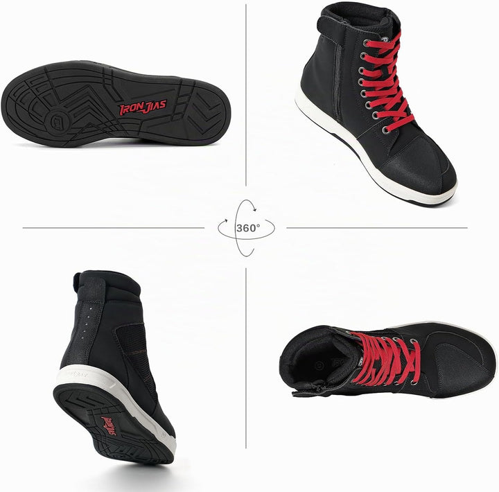 BORLENI Herren Motorradstiefel, Casual rutschfeste Motorradschuhe, Motocross-Schutzschuhe 45 EU Schw