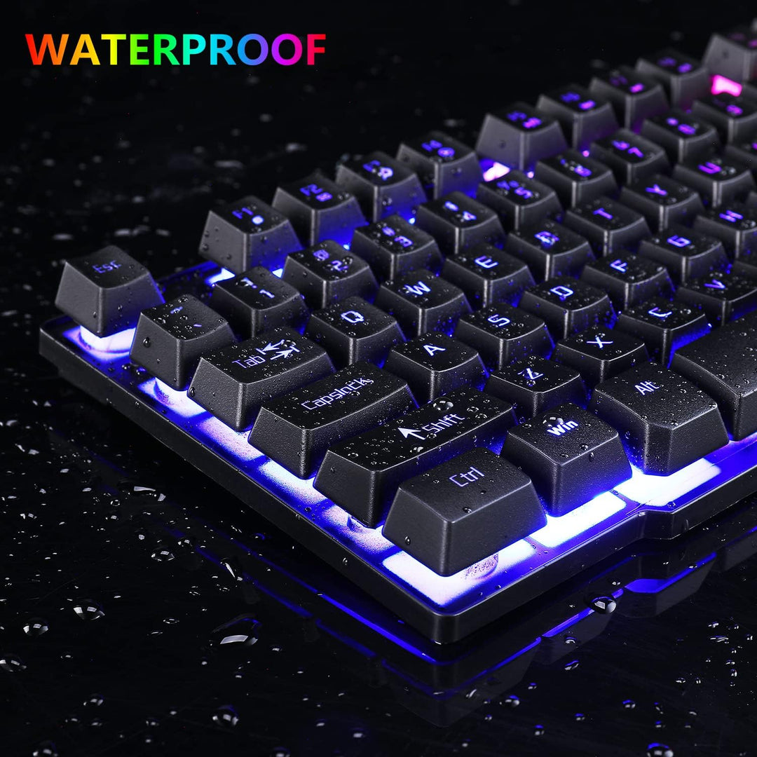 RGB-Gaming-Tastatur und bunte Maus-Kombination, USB-kabelgebundene LED-Hintergrundbeleuchtung, Gamin