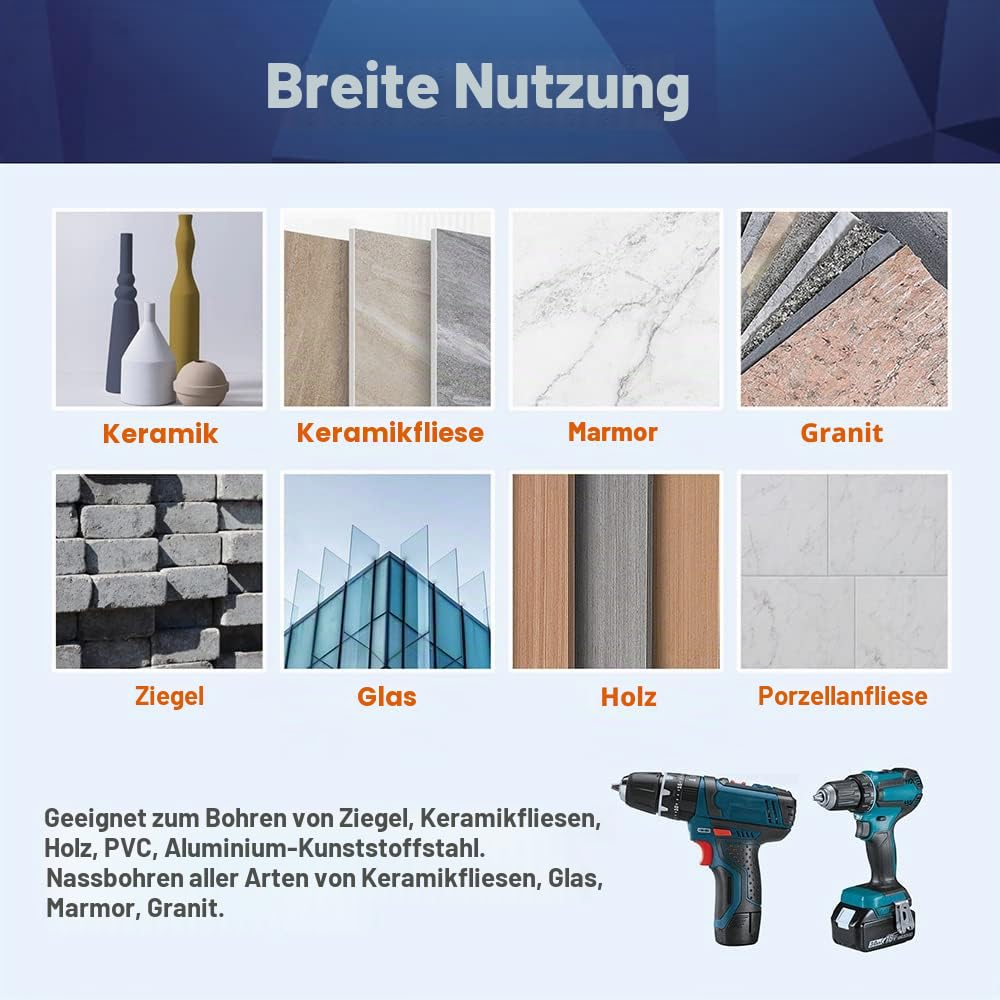 Diamantbohrer Fliesenbohrer Set 6/8/10mm - BRSCHNITT 5 Stück Sechskant-Schaft fliesenbohrer set- Loc