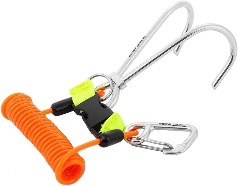 Tauchen Riffhaken, Edelstahl Reef Doppelhaken Scuba Drift Hook Tauchzubehör mit D-Ring Orange, Orang