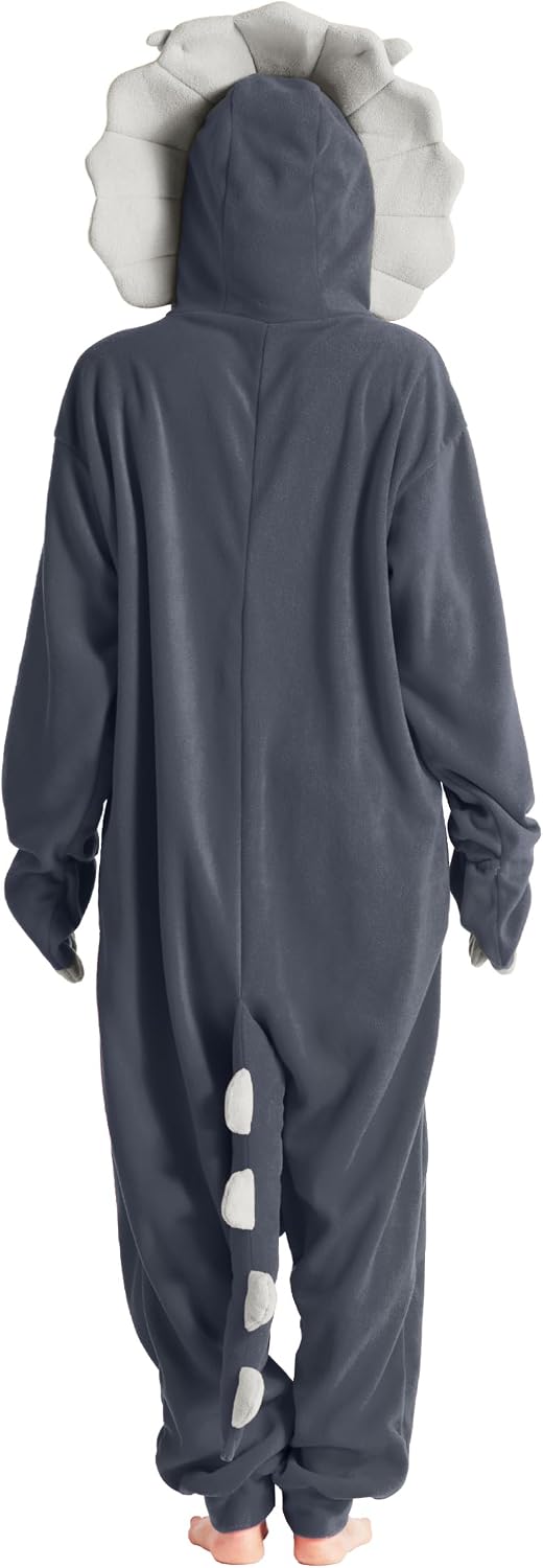 Loiahoer Unisex Erwachsene Triceratops Onesie Kostüm Pyjama Dinosaurier Drache Halloween Cosplay Kos