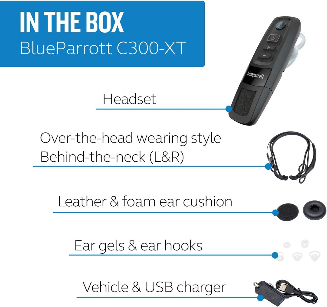 BlueParrott C300-XT Bluetooth Headset mit Geräuschunterdrückung – Freisprecheinrichtung, Kabelloses