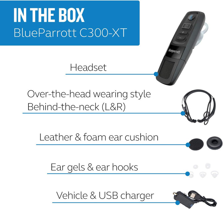 BlueParrott C300-XT Bluetooth Headset mit Geräuschunterdrückung – Freisprecheinrichtung, Kabelloses