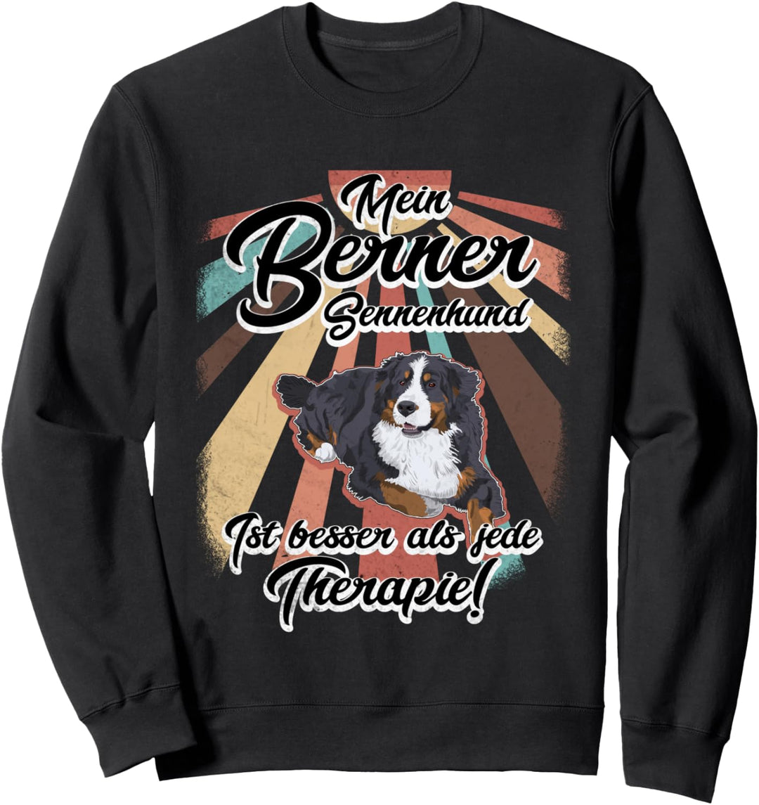Berner Sennenhund Retro Vintage Therapie Mann Frau Dog Hund Sweatshirt