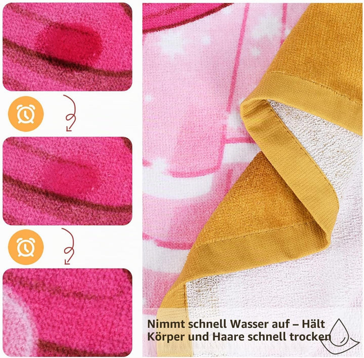 Kato Tirrinia 100% Baumwolle Badeponcho Strandtuch 90-120cm Mädchen Kinder, Absorbierender Bademante