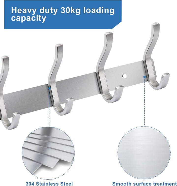 Garderobenhaken Edelstahl, Hakenleiste Kleiderhaken Wand mit 6 Haken, Garderobe Garderobenleiste Wan