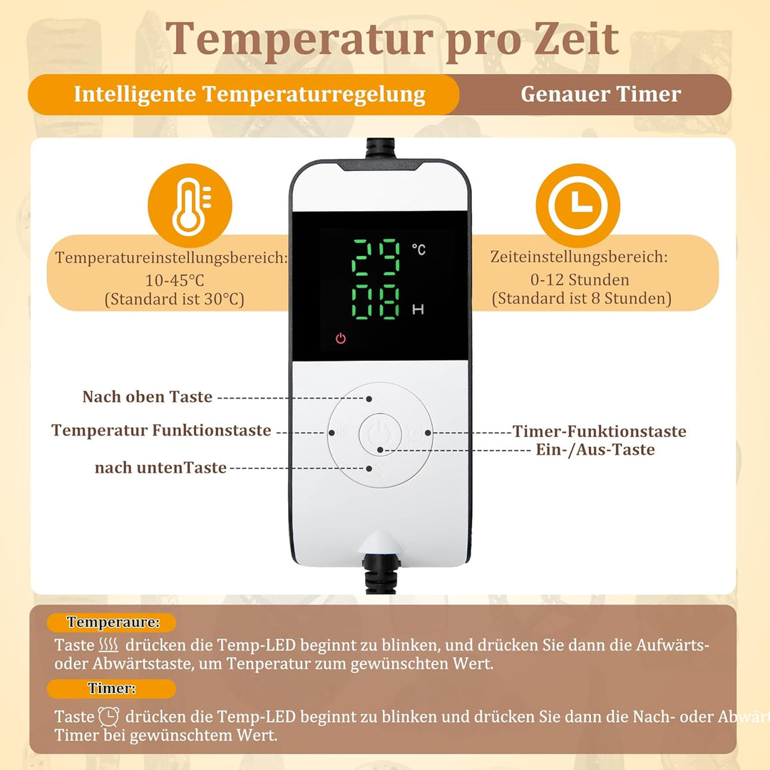 Brot Gärmatte, Heizmatte für Sauerteig mit Thermostat Brotwarmmatte für Sauerteig, Teig Proofing, Jo