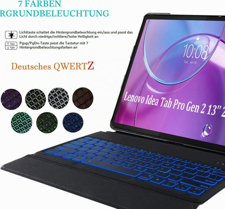 Tastatur Hülle für Lenovo Idea Tab Pro Gen 2 Tablet 13 Zoll 2026, Deutsches QWERTZ, Ultraslim Hülle