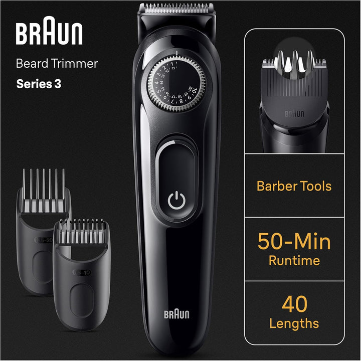 Braun Barttrimmer, Trimmer/Haarschneider Herren, Haarschneidemaschine mit ultrascharfer Klinge, 40 L