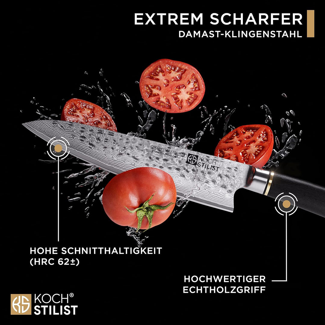 Kochstilist® Premium Damastmesser 20 cm [+ inkl. Geschenkbox] Das 67-Lagen Profi-Kochmesser aus extr