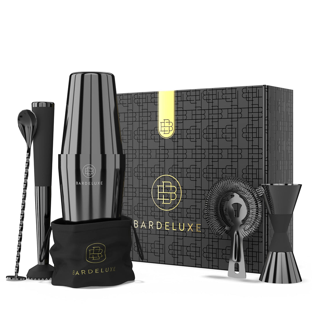 BarDeluxe® Boston Shaker Set 5-teilig, Barkeeper Set, Cocktail Mix Set - 750ml Cocktailshaker Boston