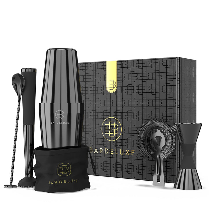 BarDeluxe® Boston Shaker Set 5-teilig, Barkeeper Set, Cocktail Mix Set - 750ml Cocktailshaker Boston