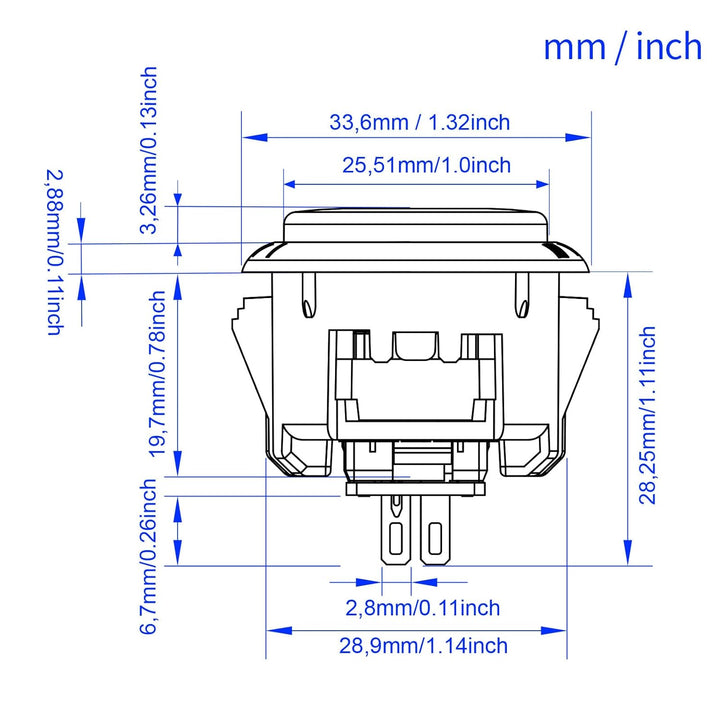 qanba Gravity KT Arcade-Tasten Mechanischer 30-mm-Snap-in-Druckknopf (Boxed) (Clear 30mm TD02), Clea