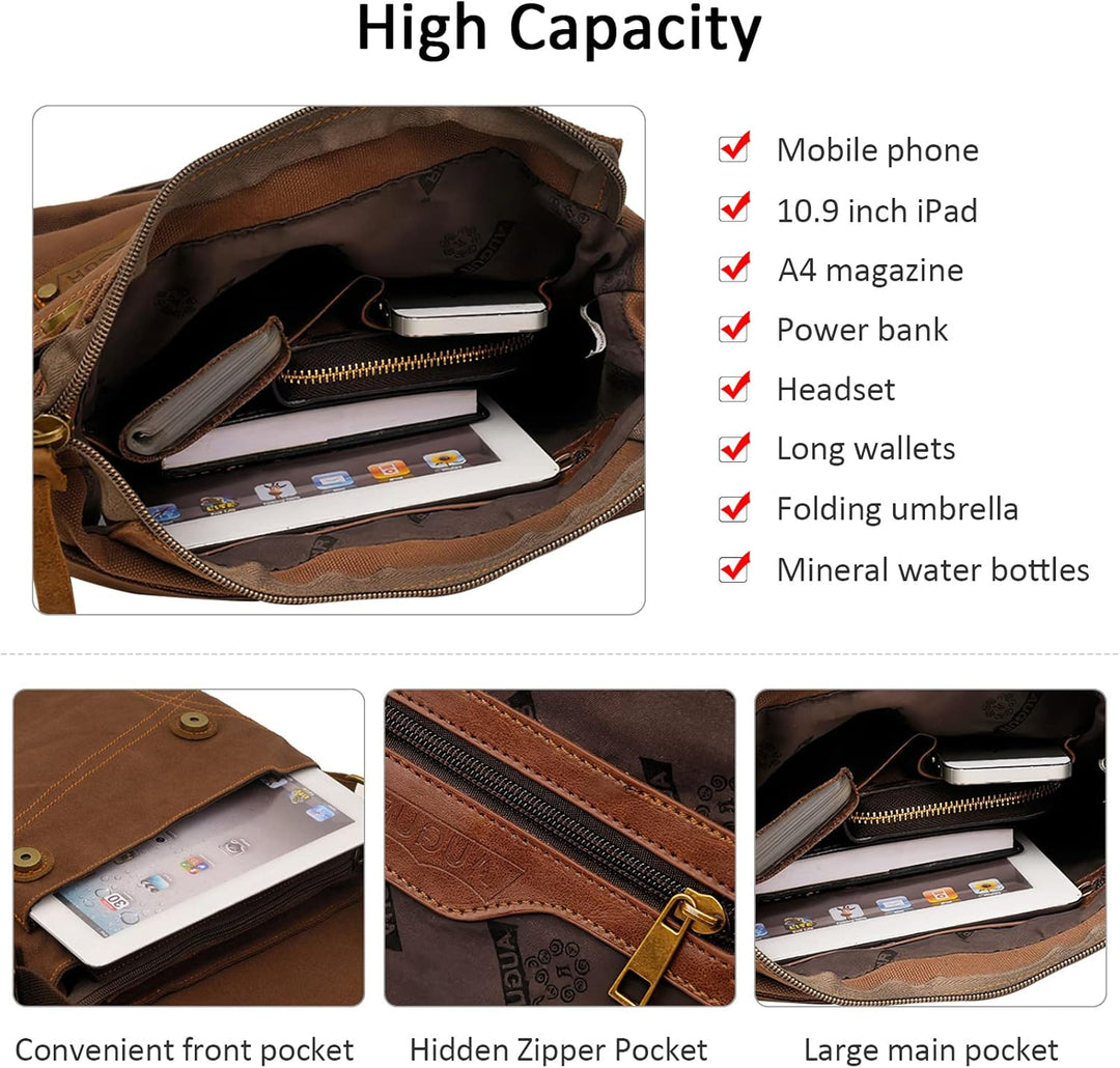 DORRISO Herren Umhängetasche Mode Leinwand Schultertasche Reise Schultertaschen Leicht Kuriertasche