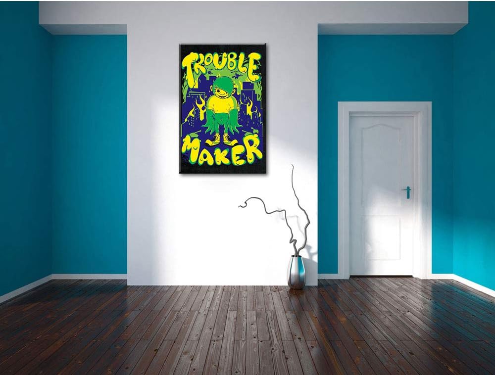 Dark Trouble-Maker black Leinwandbild Bild auf Leinwand, XXL riesige Bilder fertig gerahmt mit Keilr