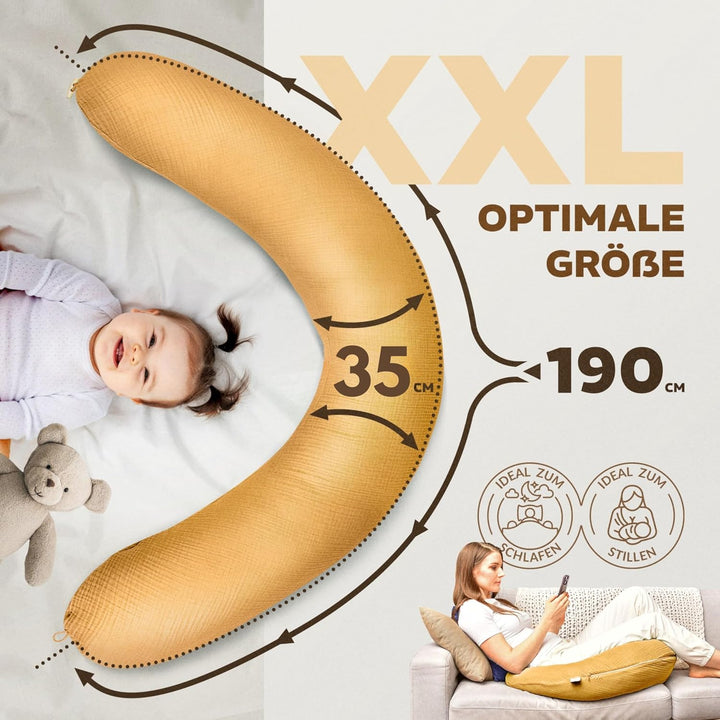 sei Design Stillkissen XXL Mikroperlen-Füllung mit Musselin-Bezug aus Baumwolle [100% Bio-Baumwolle