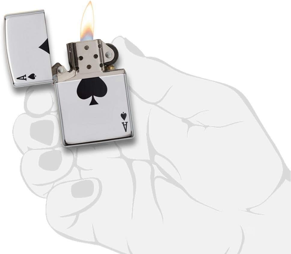 Zippo Ace Winddichtes Feuerzeug, Edelstahl, Silver, 10.2 x 8.9 x 5.1 cm