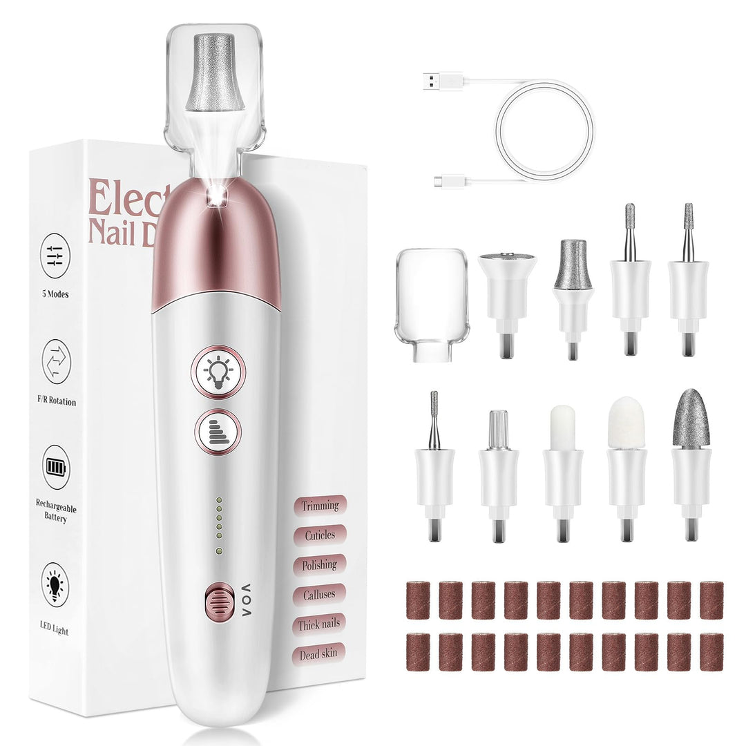 Maniküre Pediküre Set mit 9 Aufsätze,Tragbare Elektrische Nagelfeile 2000 mAh Wiederaufladbare Elekt