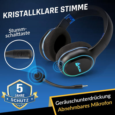 KLIM Lynx - NEU 2023 - Wireless Gaming Headset für PS4 PS5 Switch PC - Niedrige Latenz, Lightweight