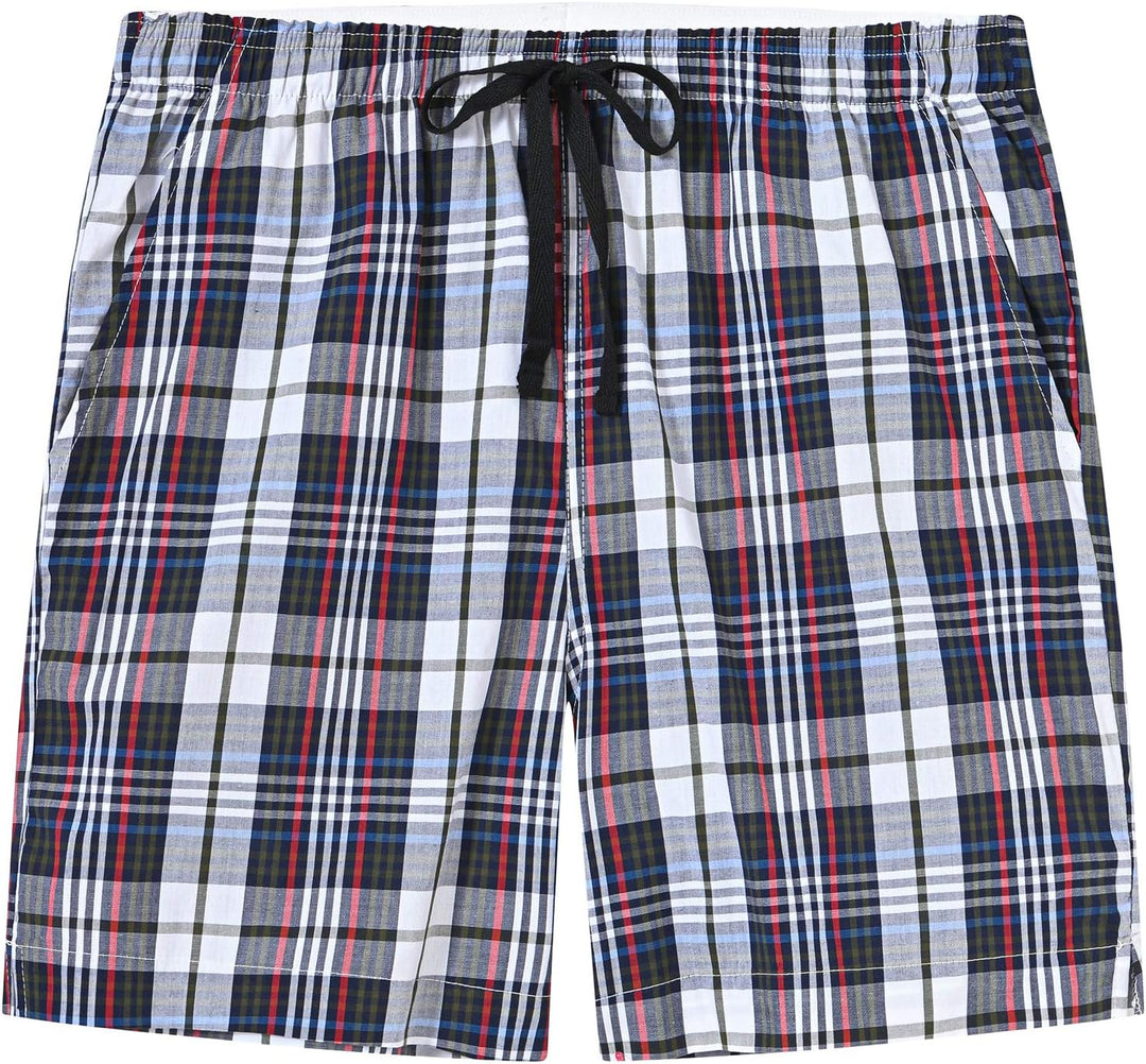 MoFiz Schlafshorts Jungen Baumwolle Kurz Pyjamahose Schlafanzug Karierte Hose Loungewear Nachtwäsche