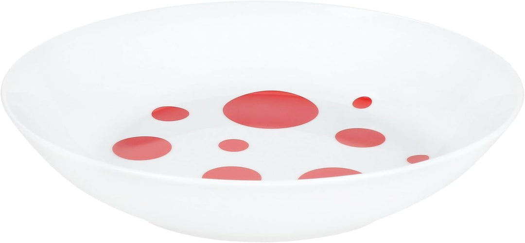 MamboCat Pula rot 6er Set Suppenteller I 450ml I weisses Porzellan-Geschirr mit Punkten für 6 Person
