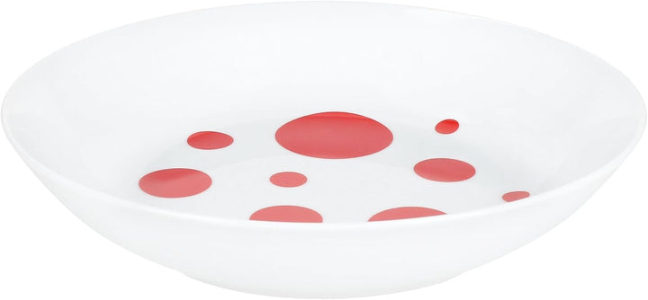 MamboCat Pula rot 6er Set Suppenteller I 450ml I weisses Porzellan-Geschirr mit Punkten für 6 Person
