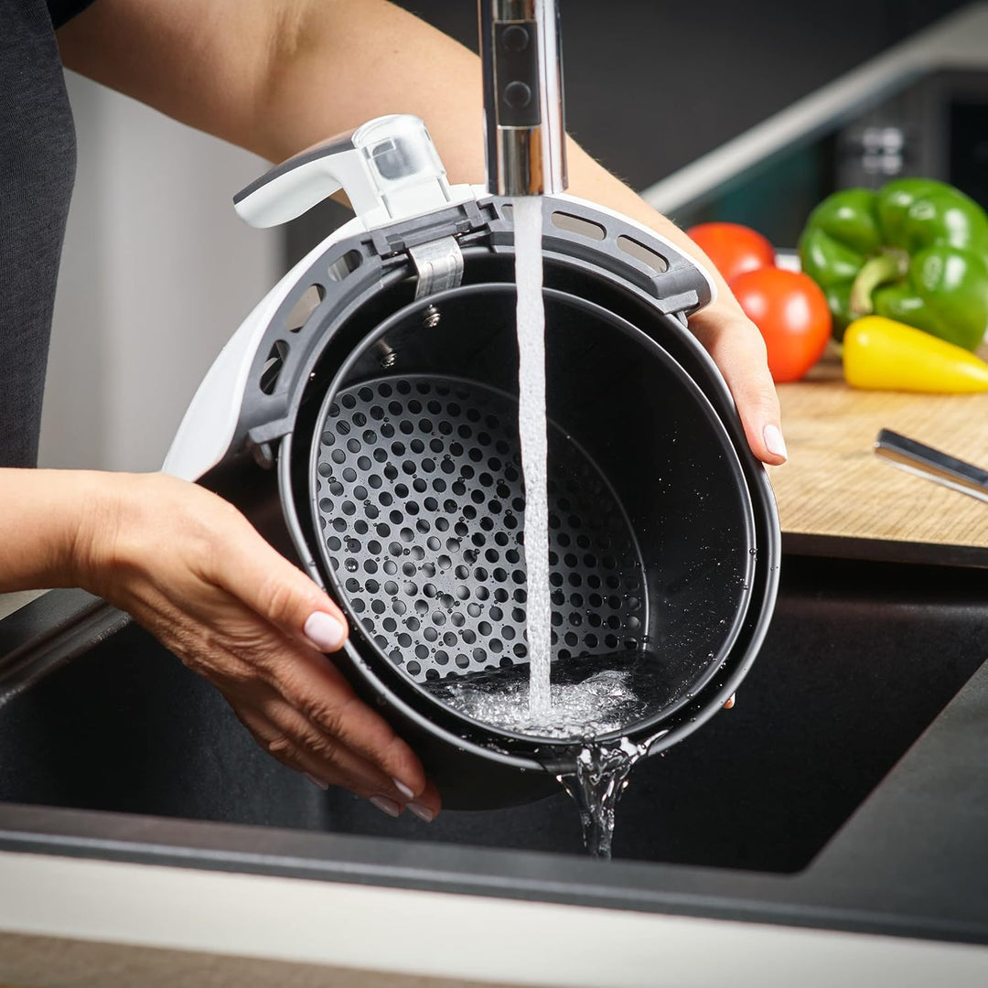 MONZANA® Heissluftfritteuse 3,6L Edelstahl - Air Fryer Mit Antihaftbeschichtung, Timereinstellung, T