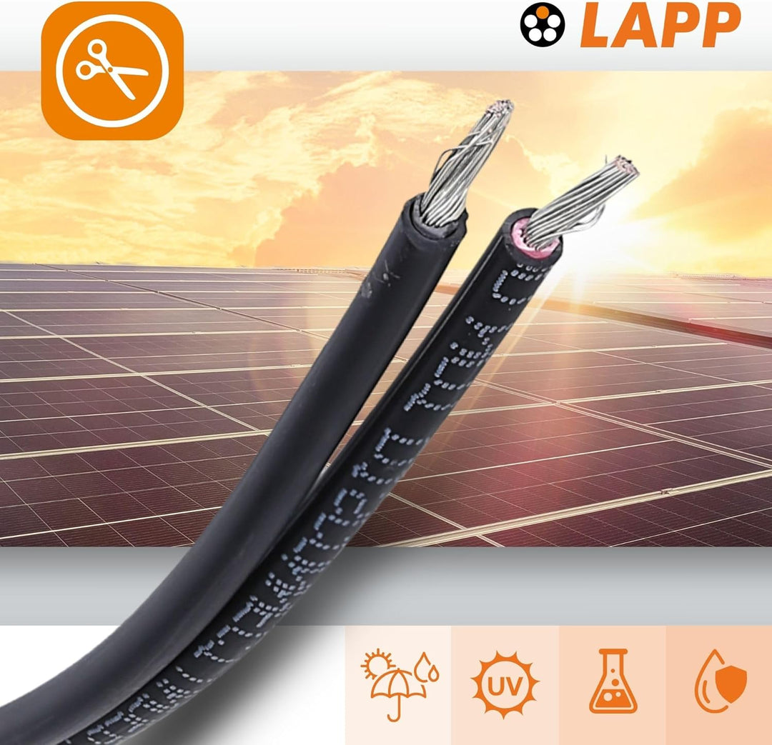 LappKabel 10m Bund Lapp ÖLFLEX SOLAR XLS-R T 2X2,5mm² BK/RD Solarkabel Zwillingsleitung 10m 2x2.5mm²