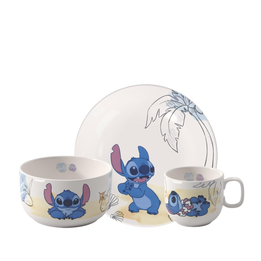 Villeroy & Boch - Disney Stitch Kindergeschirr Set 3tlg., Spülmaschinenfest, Mikrowellensicher, Gesc
