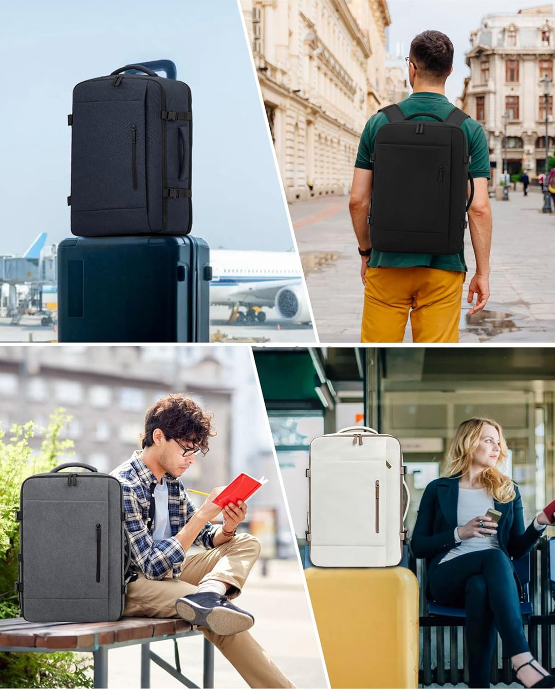 LOVEVOOK Reiserucksack Handgepäck Flugzeug, 40L Gross Rucksack Kofferrucksack Travel Backpack Carry