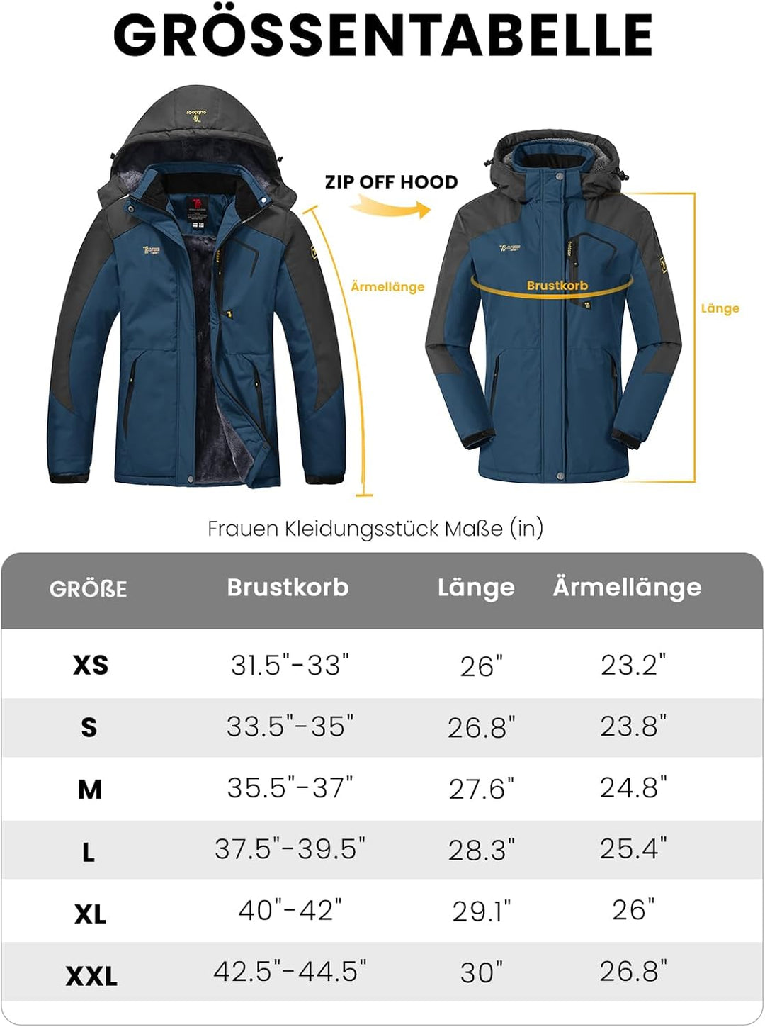 Damen Jacken Fleecejacke Winterjacke Wasserdicht Atmungsaktiv Verdickt Warm Winddicht Softshelljacke