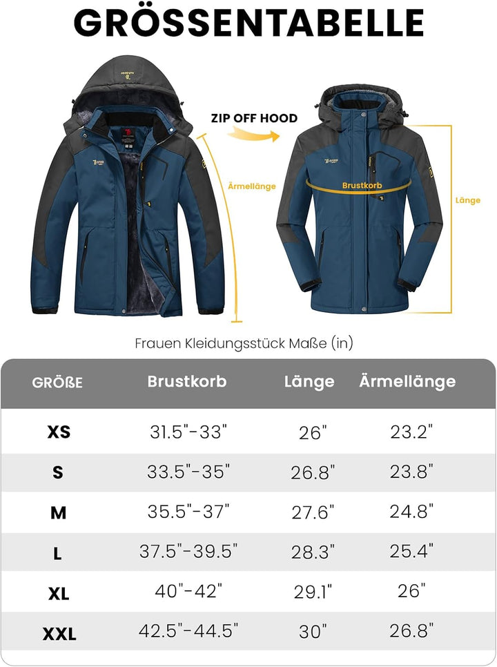 Damen Jacken Fleecejacke Winterjacke Wasserdicht Atmungsaktiv Verdickt Warm Winddicht Softshelljacke