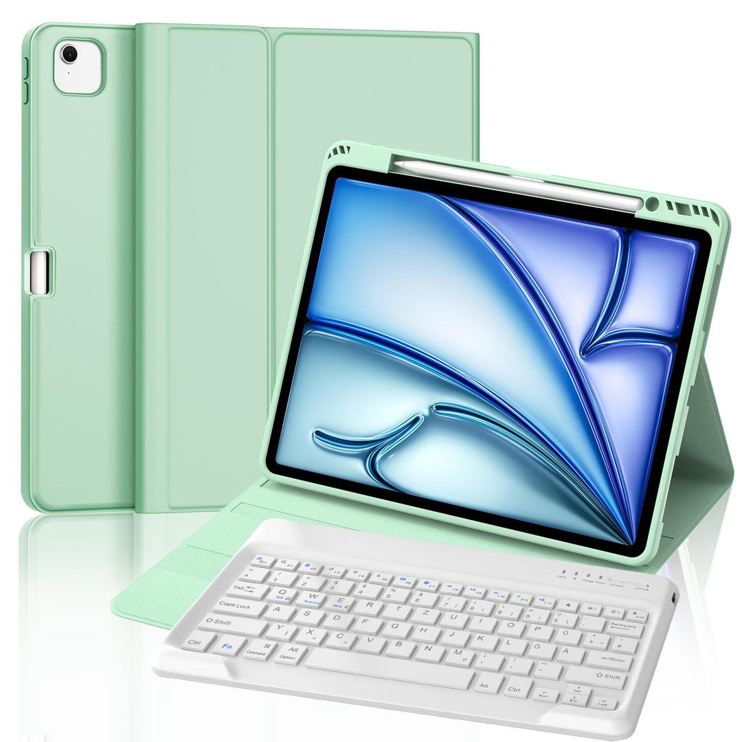 Tastatur Hülle für iPad Air 13 (M3/M2) 2025/2024, Deutsches QWERTZ, Magnetische Bluetooth Abnehmbar