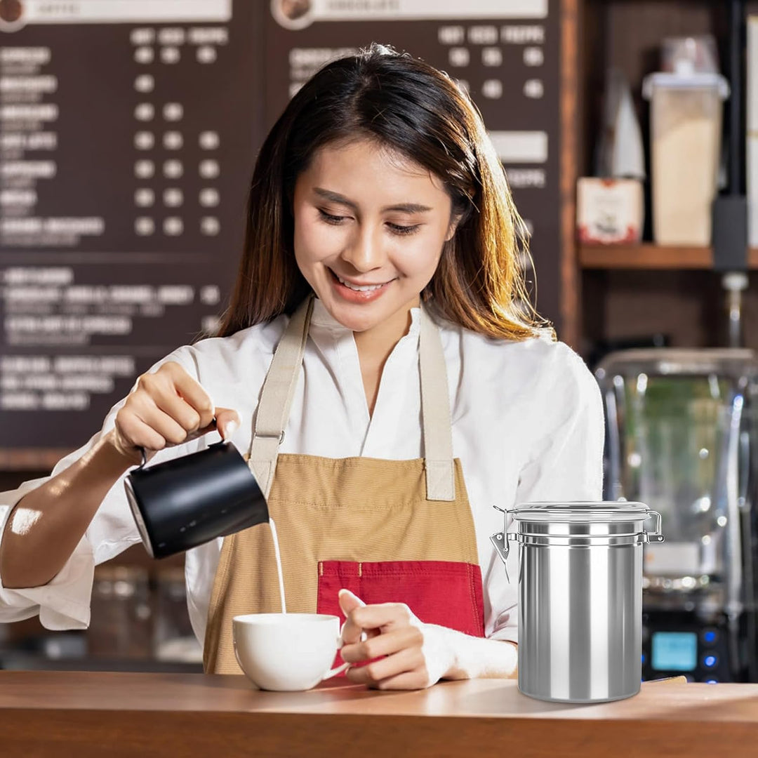 2 Stück Kaffeedose Luftdicht mit Deckel, 1.8 L Kaffeebohnen Behälter aus Edelstahl, kaffeebohnen auf